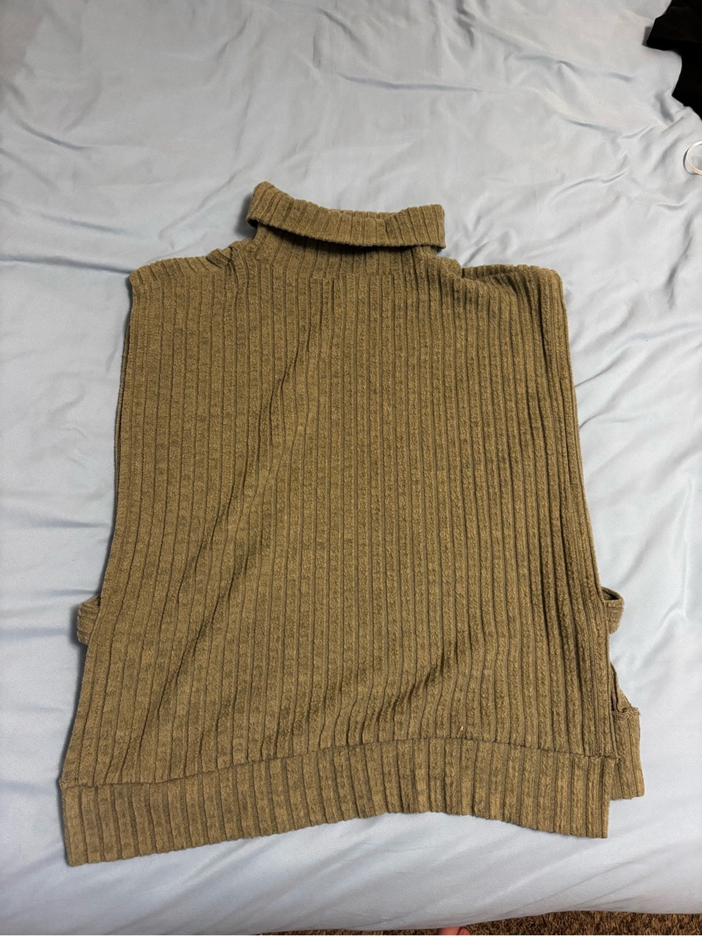 SHEIN Olive Ribbed Sleeveless Turtleneck Sweater Vest